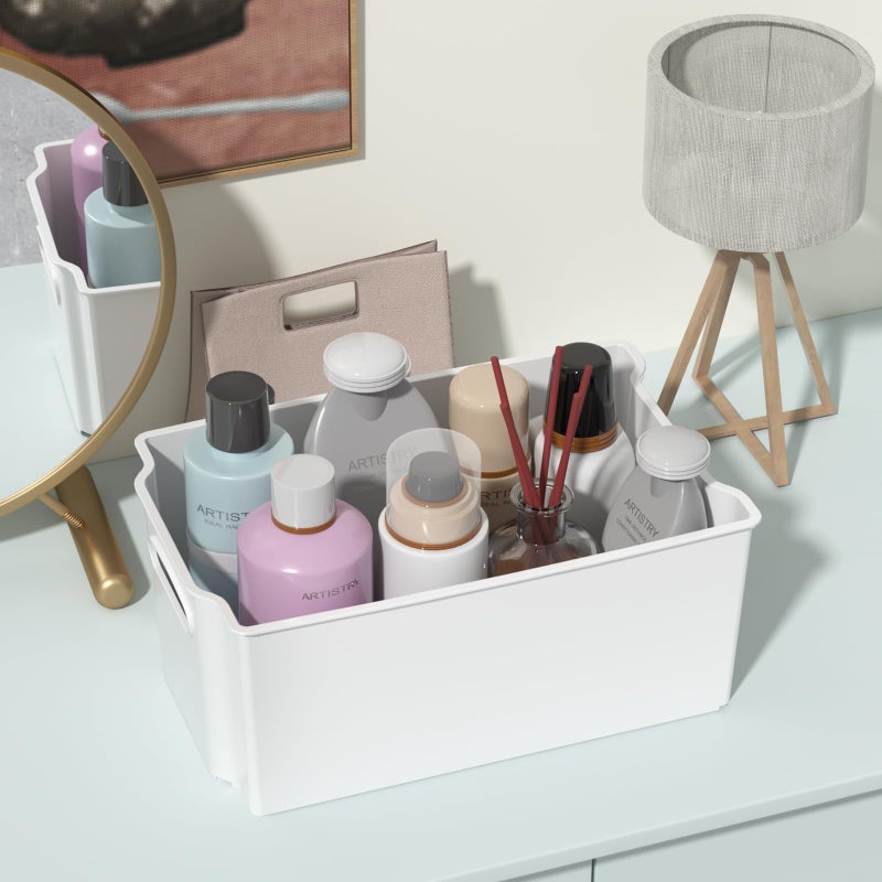 Hommp 4-Pack Open Plastic Organizer Bin, Pantry Organizers and Storage Baskets, White - Image 5
